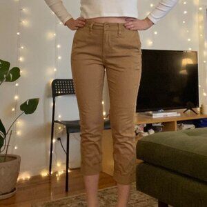 Tan J Crew cropped trousers